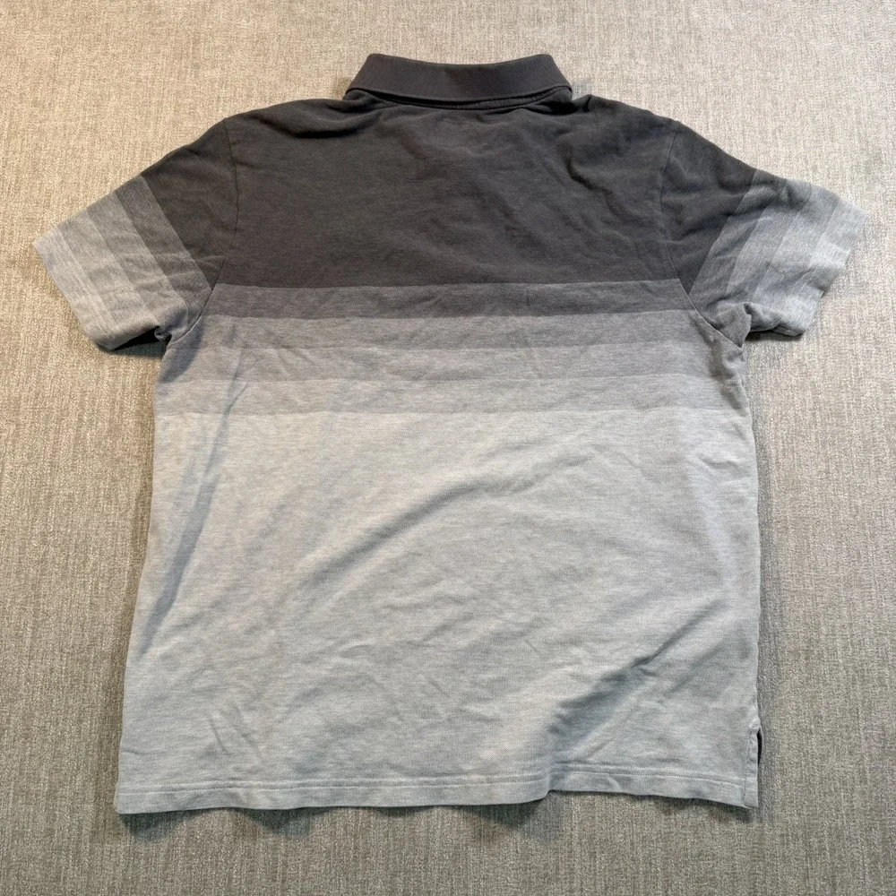 Adidas Golf Polo Shirt Mens Large L Gray Black Colorblock Striped Short Sleeve